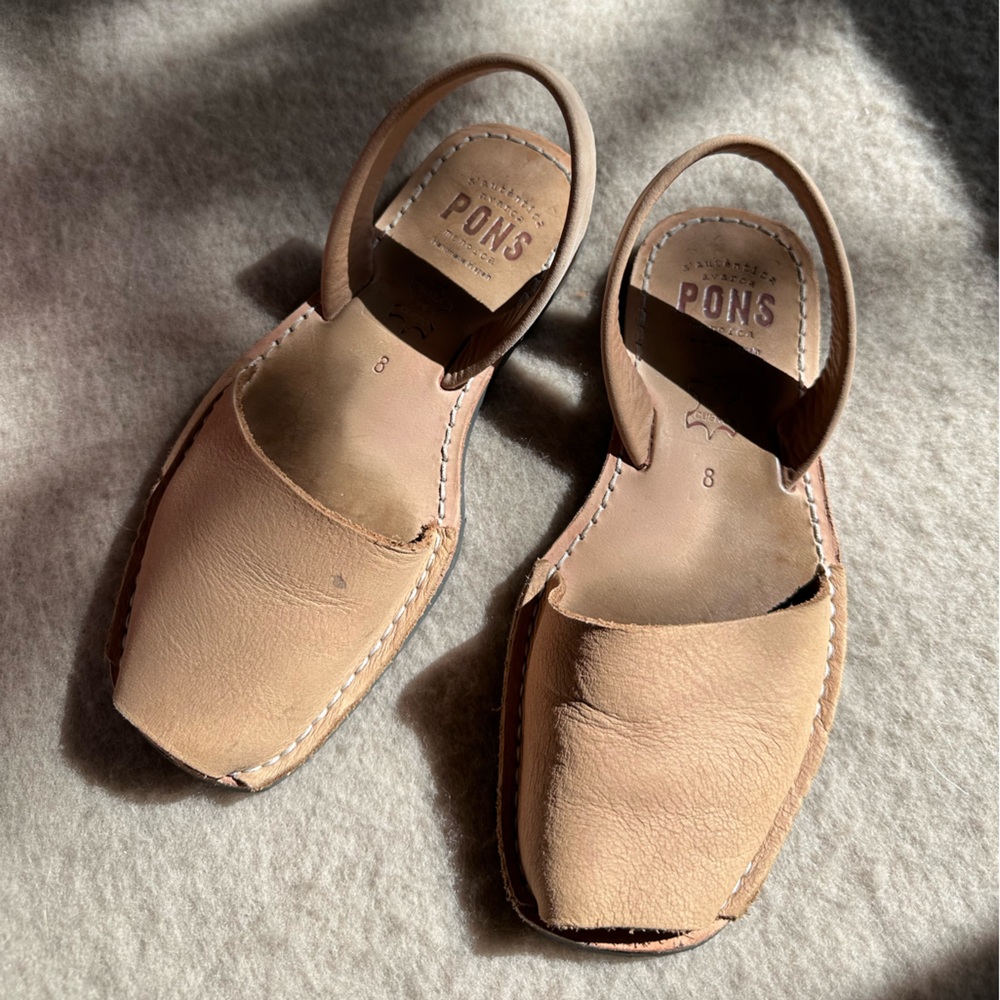 Pons Avarcas Leather Sandals Light Leather Size 8-8.5